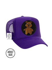 ADULT Trucker Hat with Interchangeable Velcro Patch (Purple)