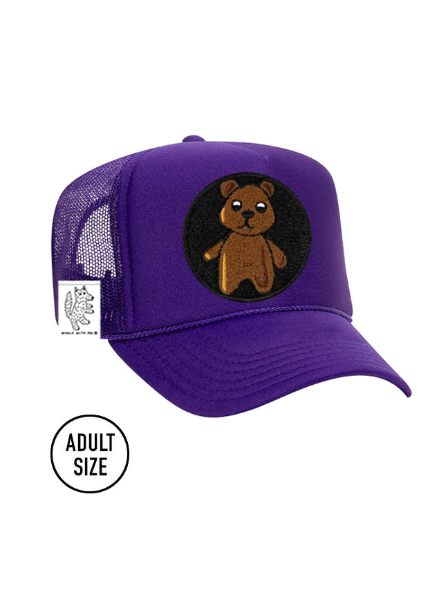 ADULT Trucker Hat with Interchangeable Velcro Patch (Purple)