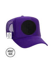 ADULT Trucker Hat with Interchangeable Velcro Patch (Purple)