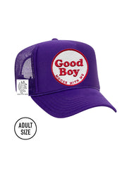 ADULT Trucker Hat with Interchangeable Velcro Patch (Purple)
