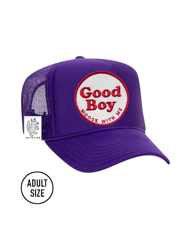 ADULT Trucker Hat with Interchangeable Velcro Patch (Purple)