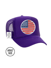 ADULT Trucker Hat with Interchangeable Velcro Patch (Purple)