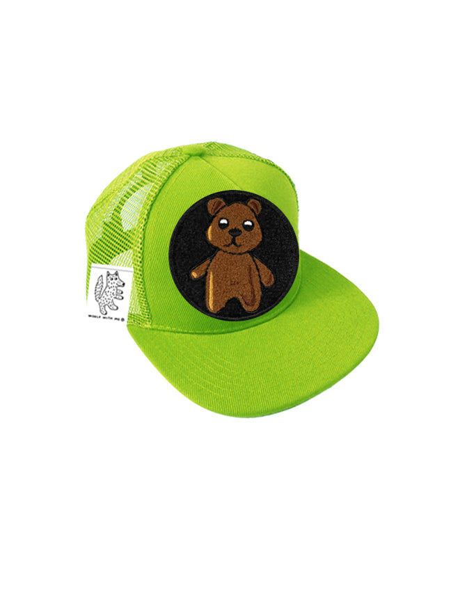 TODDLER Trucker Hat with Interchangeable Velcro Patch (Lime)