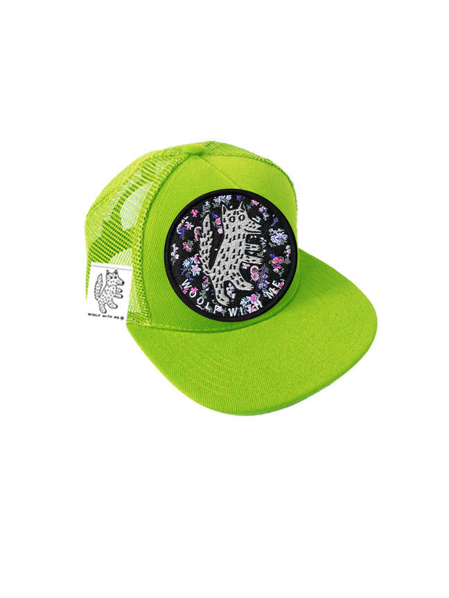 TODDLER Trucker Hat with Interchangeable Velcro Patch (Lime)