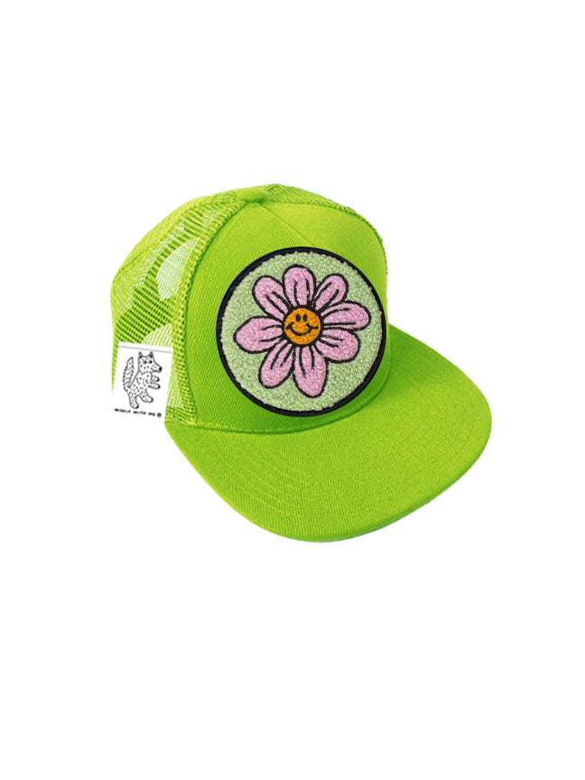 TODDLER Trucker Hat with Interchangeable Velcro Patch (Lime)