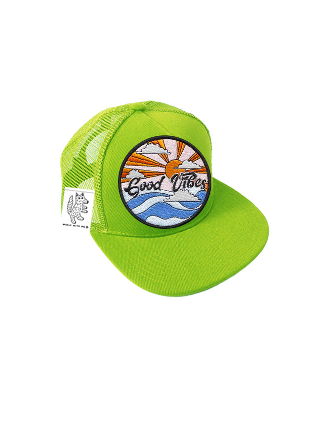 TODDLER Trucker Hat with Interchangeable Velcro Patch (Lime)