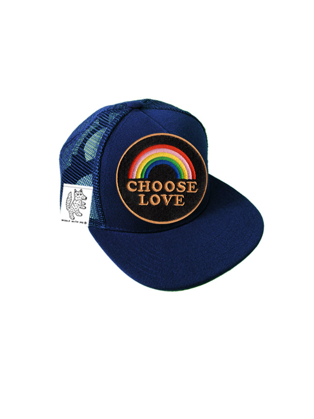 TODDLER Trucker Hat with Interchangeable Velcro Patch (Navy)