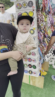 INFANT Flat Bill Trucker Hat with Interchangeable Velcro Patch (Black)