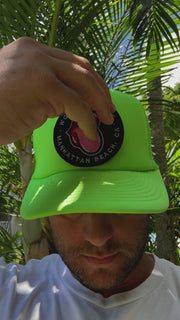 ADULT Trucker Hat with Interchangeable Velcro Patch (Neon Green)