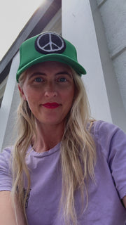 ADULT Trucker Hat with Interchangeable Velcro Patch (Green)