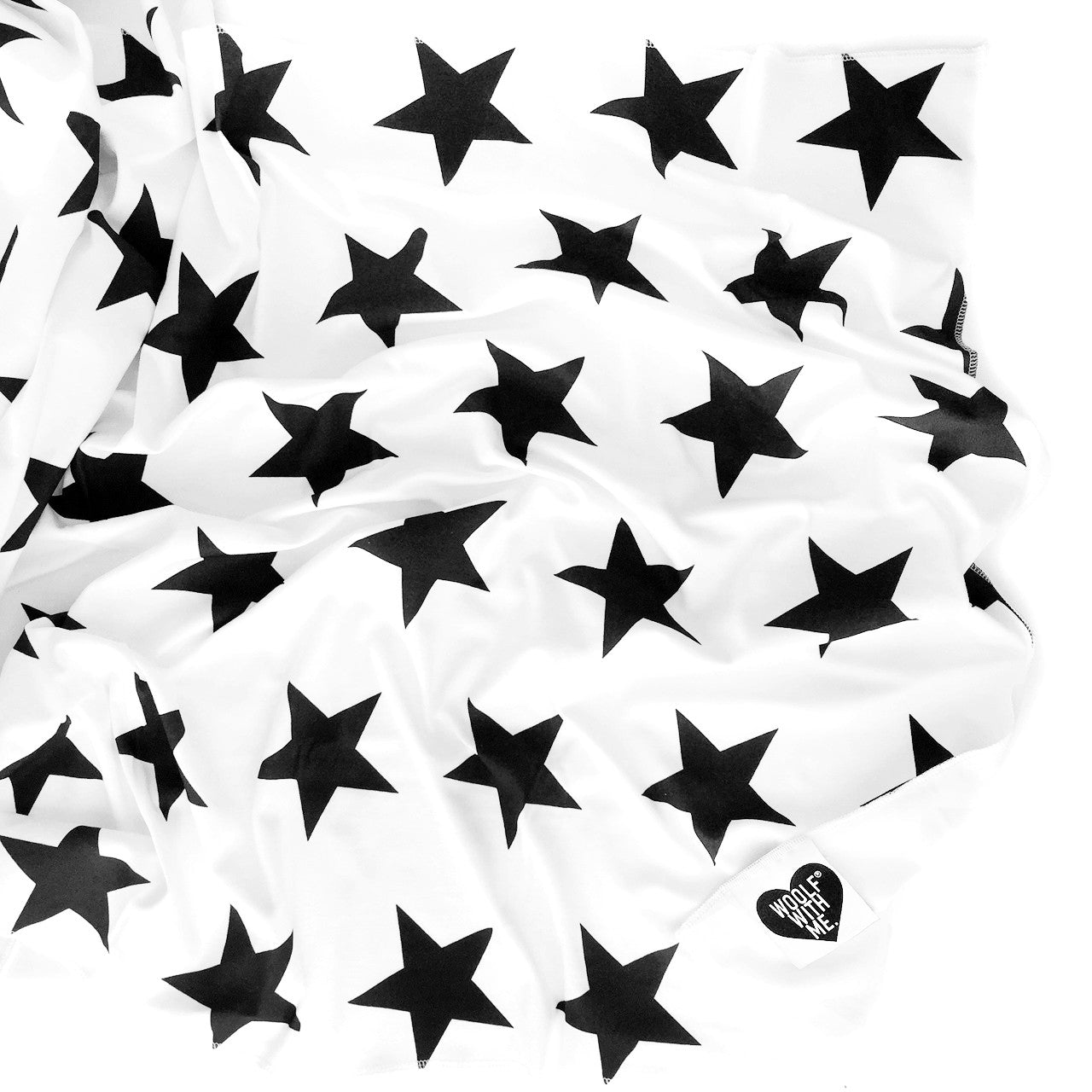 Woolf With Me Organic Swaddle Blanket Stars color_black