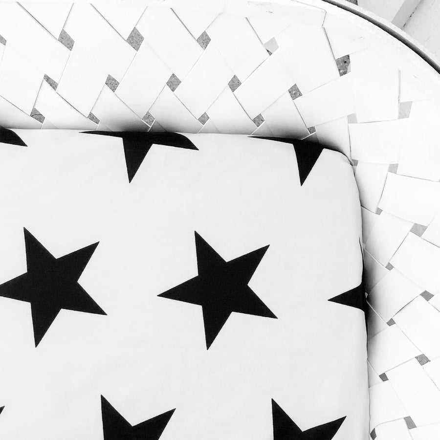 Woolf With Me Fitted Crib Sheet Stars color_black