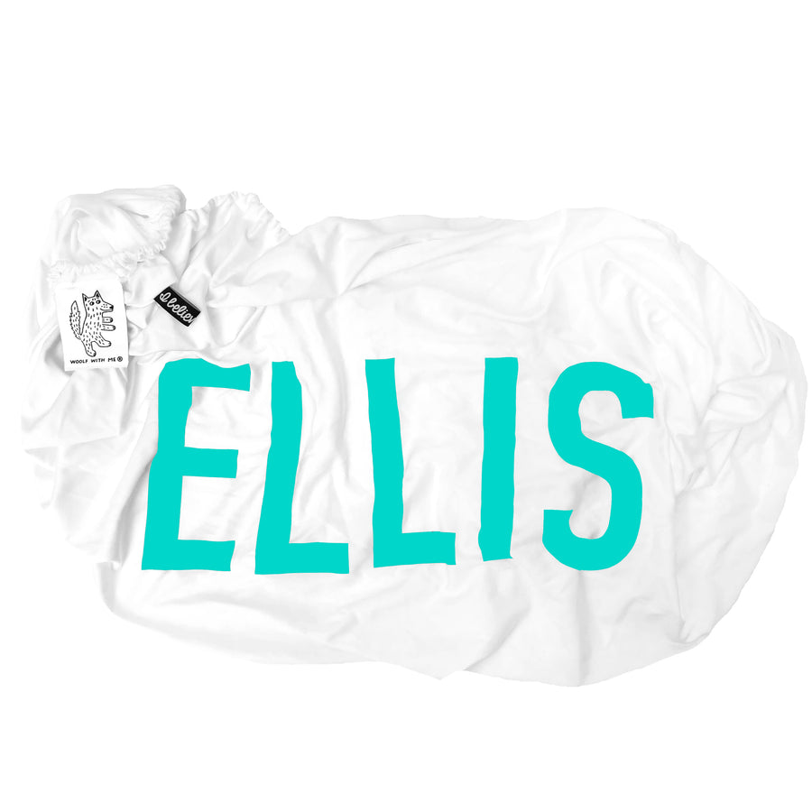 Woolf With Me Organic Personalized Fitted Crib Sheet color_teal
