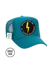 ADULT Trucker Hat with Interchangeable Velcro Patch (Aqua)