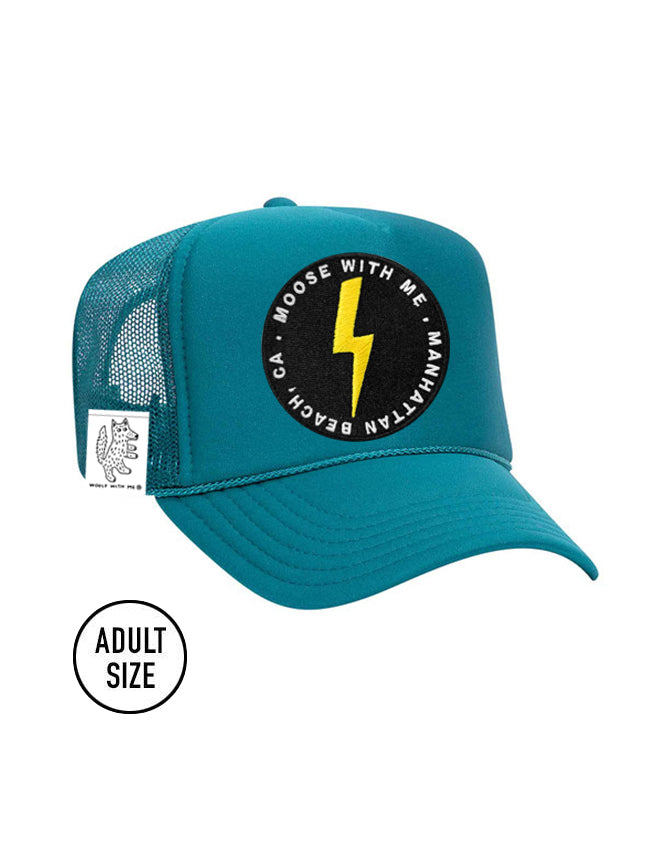 ADULT Trucker Hat with Interchangeable Velcro Patch (Aqua)