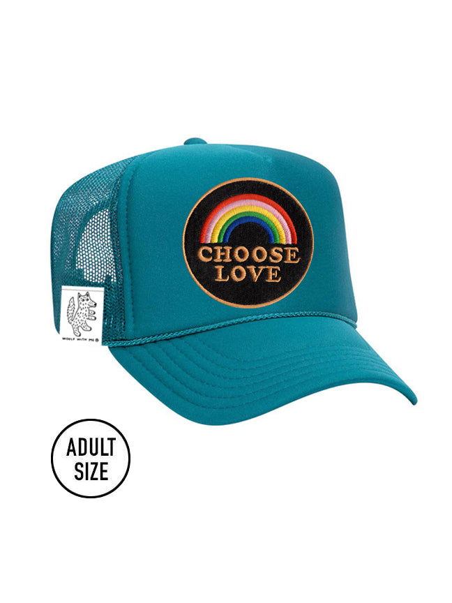 ADULT Trucker Hat with Interchangeable Velcro Patch (Aqua)