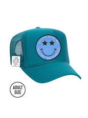 ADULT Trucker Hat with Interchangeable Velcro Patch (Aqua)