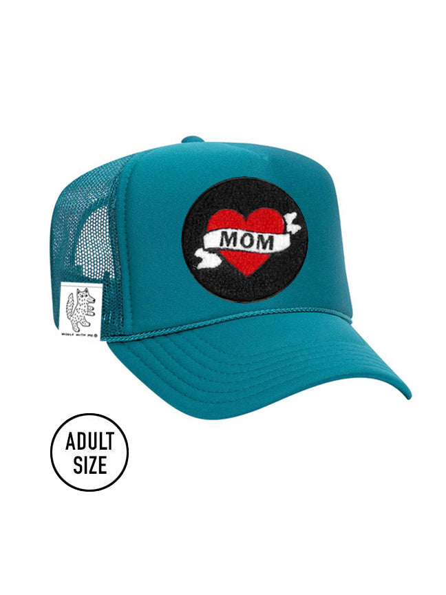 ADULT Trucker Hat with Interchangeable Velcro Patch (Aqua)