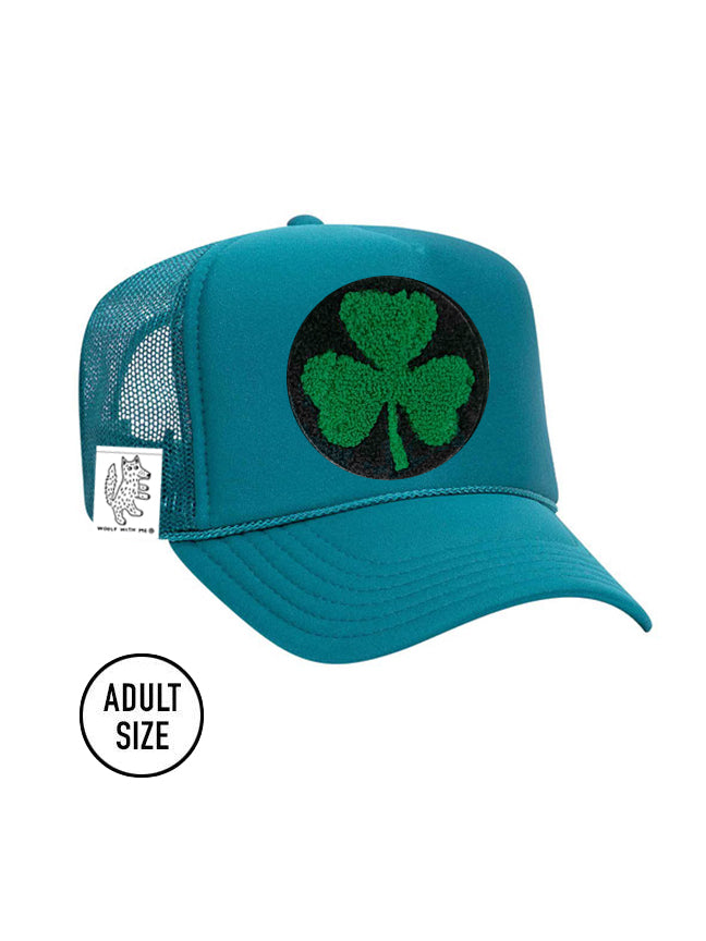 ADULT Trucker Hat with Interchangeable Velcro Patch (Aqua)