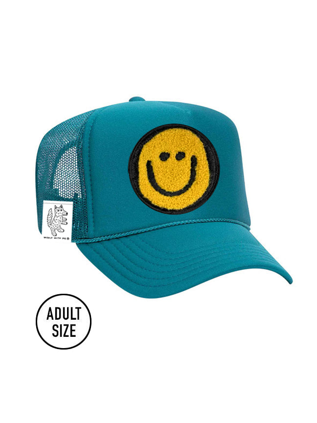 ADULT Trucker Hat with Interchangeable Velcro Patch (Aqua)