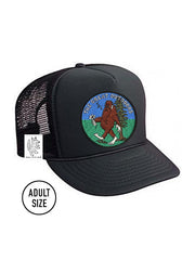 ADULT Trucker Hat with Interchangeable Velcro Patch (Black)