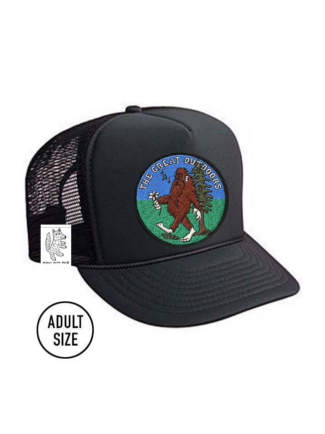 ADULT Trucker Hat with Interchangeable Velcro Patch (Black)