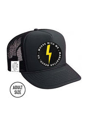 ADULT Trucker Hat with Interchangeable Velcro Patch (Black)