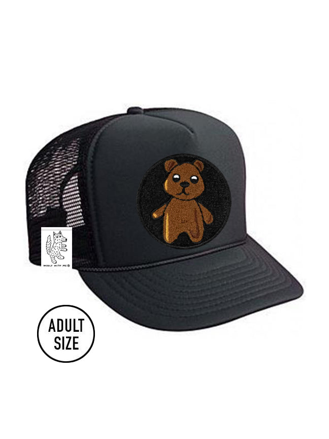 ADULT Trucker Hat with Interchangeable Velcro Patch (Black)