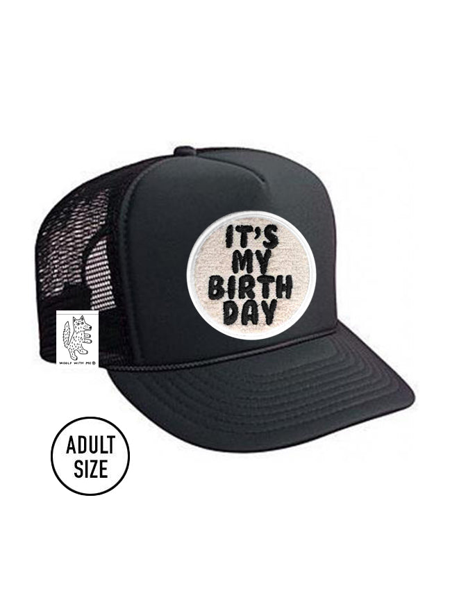 ADULT Trucker Hat with Interchangeable Velcro Patch (Black)