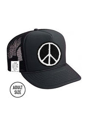 ADULT Trucker Hat with Interchangeable Velcro Patch (Black)