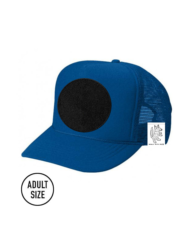 ADULT Trucker Hat with Interchangeable Velcro Patch (Blue)