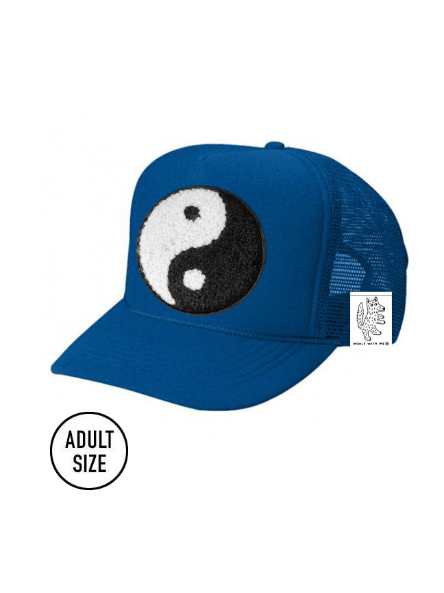 ADULT Trucker Hat with Interchangeable Velcro Patch (Blue)