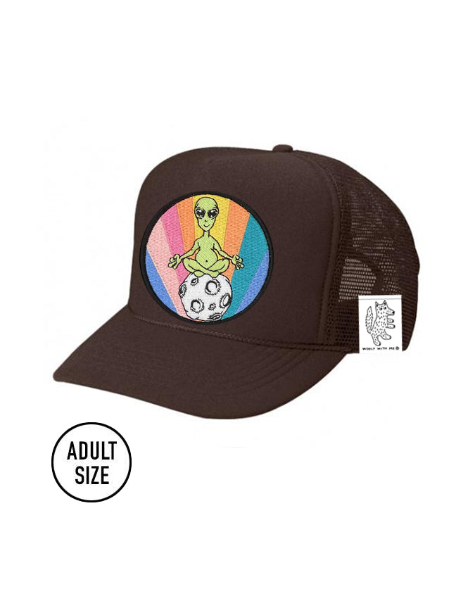 ADULT Trucker Hat with Interchangeable Velcro Patch (Brown)