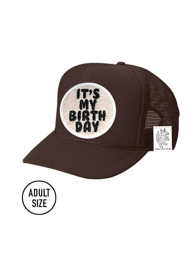 ADULT Trucker Hat with Interchangeable Velcro Patch (Brown)