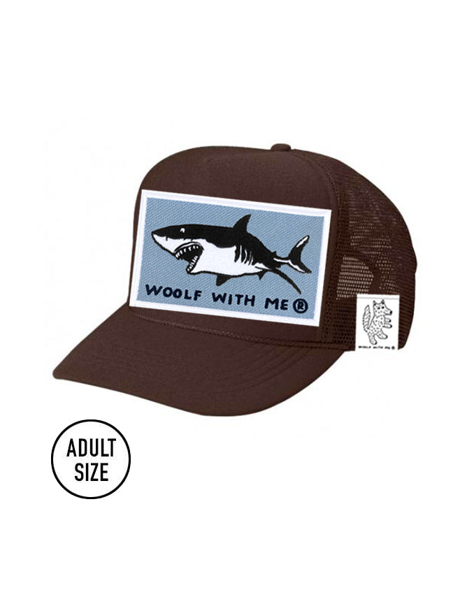 ADULT Trucker Hat Shark (Brown)