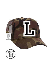 Custom Initial Letter (A-Z) Adult Trucker Hat (Camouflage)