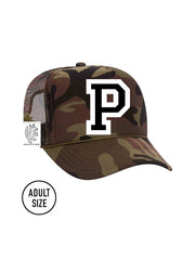 Custom Initial Letter (A-Z) Adult Trucker Hat (Camouflage)