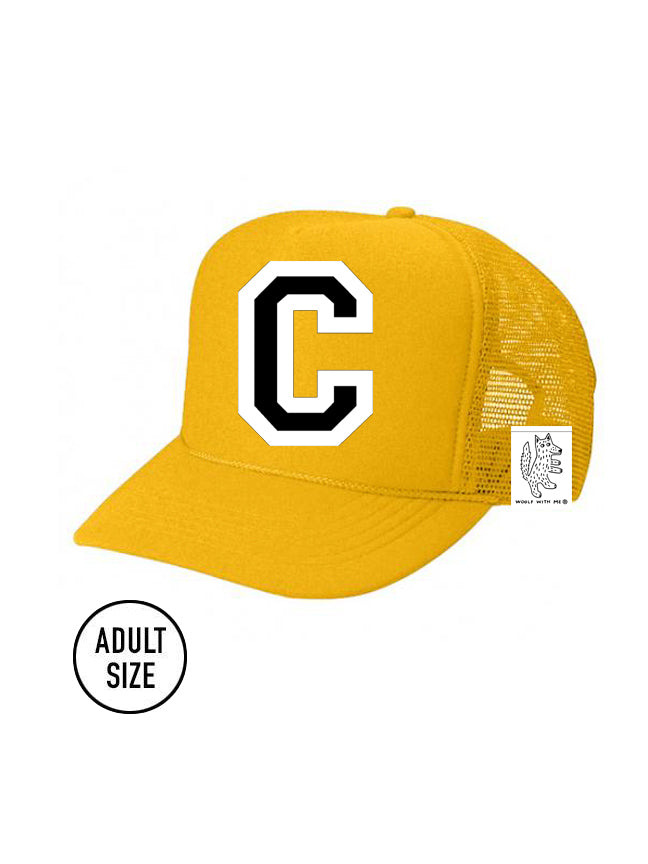 Custom Initial Letter (A-Z) Adult Trucker Hat (Gold)