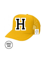 Custom Initial Letter (A-Z) Adult Trucker Hat (Gold)