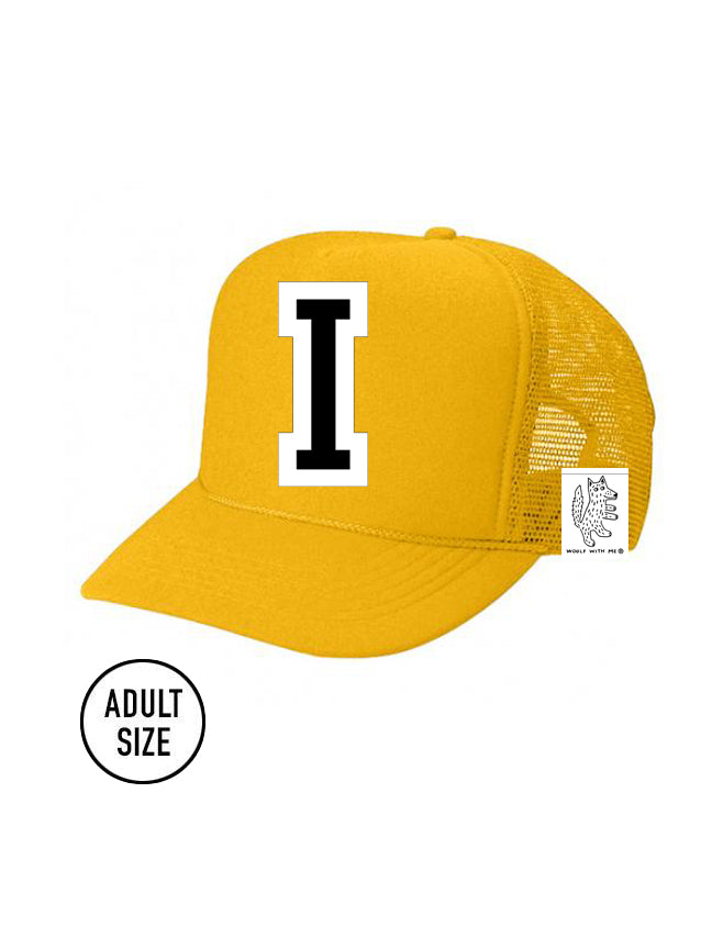 Custom Initial Letter (A-Z) Adult Trucker Hat (Gold)