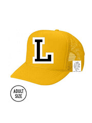 Custom Initial Letter (A-Z) Adult Trucker Hat (Gold)