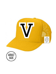 Custom Initial Letter (A-Z) Adult Trucker Hat (Gold)