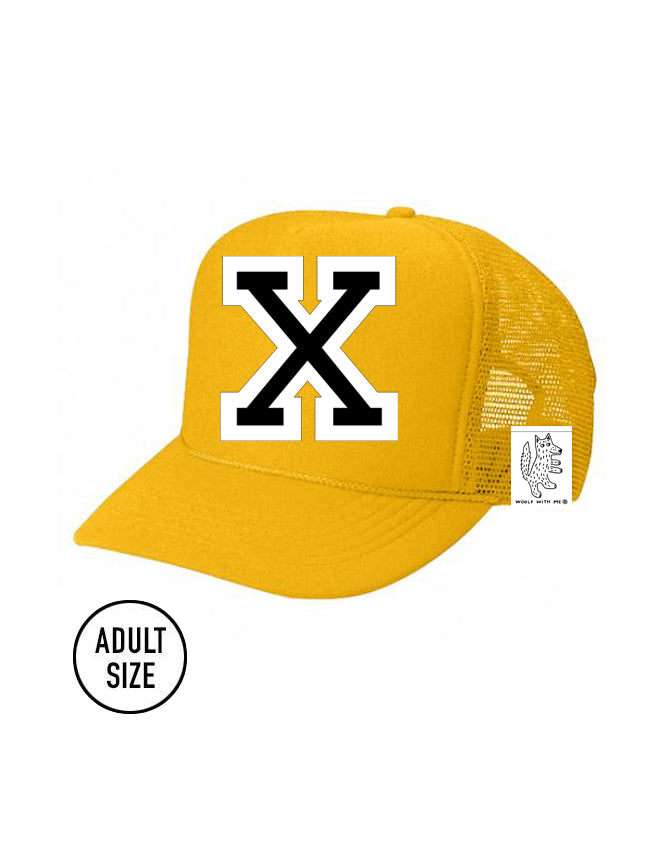 Custom Initial Letter (A-Z) Adult Trucker Hat (Gold)