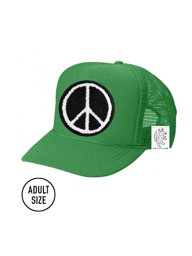 ADULT Trucker Hat with Interchangeable Velcro Patch (Green)