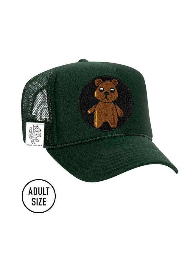 ADULT Trucker Hat with Interchangeable Velcro Patch (Hunter Green)