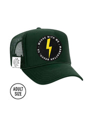 ADULT Trucker Hat with Interchangeable Velcro Patch (Hunter Green)