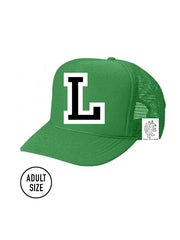 Custom Initial Letter (A-Z) Adult Trucker Hat (Green)