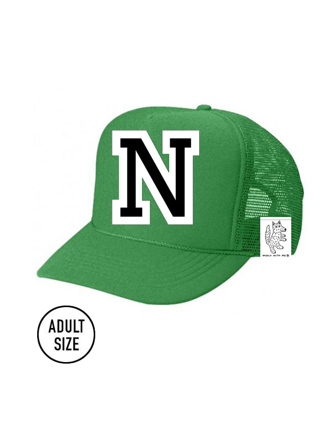 Custom Initial Letter (A-Z) Adult Trucker Hat (Green)