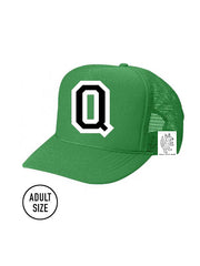 Custom Initial Letter (A-Z) Adult Trucker Hat (Green)