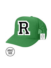 Custom Initial Letter (A-Z) Adult Trucker Hat (Green)